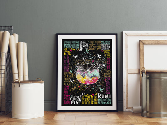 Rainbow Islamic art print, rainbow motivational quote poster, contemporary art print, dispersion art print