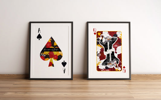 Set of 2 playing cards hijabi art prints, set of 2 abstract playing cards islamic art prints