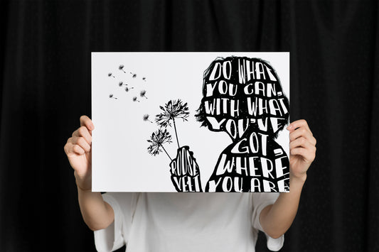 Roosevelt typography, motivational quote typography, contemporary abstract motivational art print