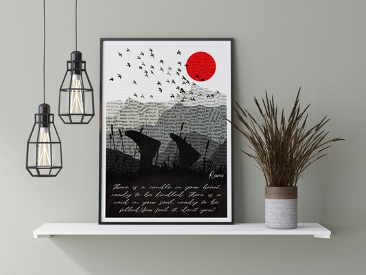 Rumi collage newspaper typography art print, collage art print, collage wall art, abstract contemporary motivational typography poster