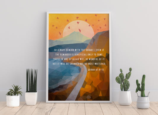 Abstract mountain landscape Islamic typography poster, landscape Islamic print, Islamic home decor