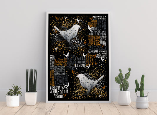 Philosophical Aristotle art print, black and gold motivational art print, motivational quote print, classic quote wall art poster