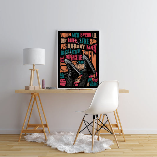 Aristotle bold, colourful typography, motivational quote typography, motivational quote poster, quirky wall art