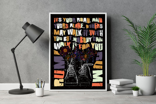 Bold Rumi typography, motivational art print, motivational quote poster, Rumi typography poster, black wall art, luxury art print