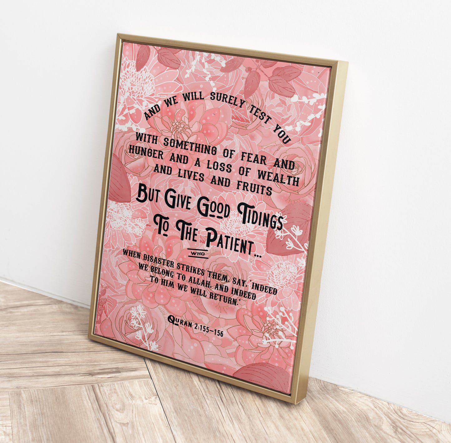 Vintage Peach Floral typography, islamic floral typography, peach pink floral typography